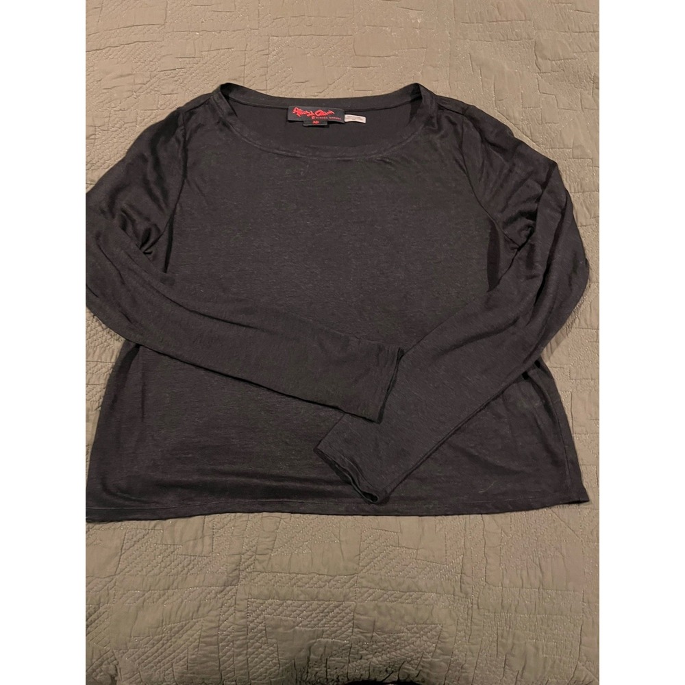 Alice And Olivia Womens Top "Air" Medium Black 100% Linen